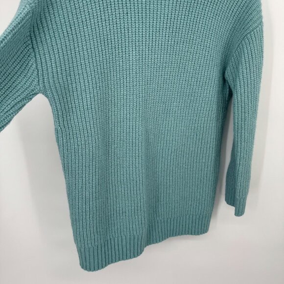 Talbots Womens Knit Sweater Shawl Collar size Medium teal Wool Blend - Picture 12 of 12